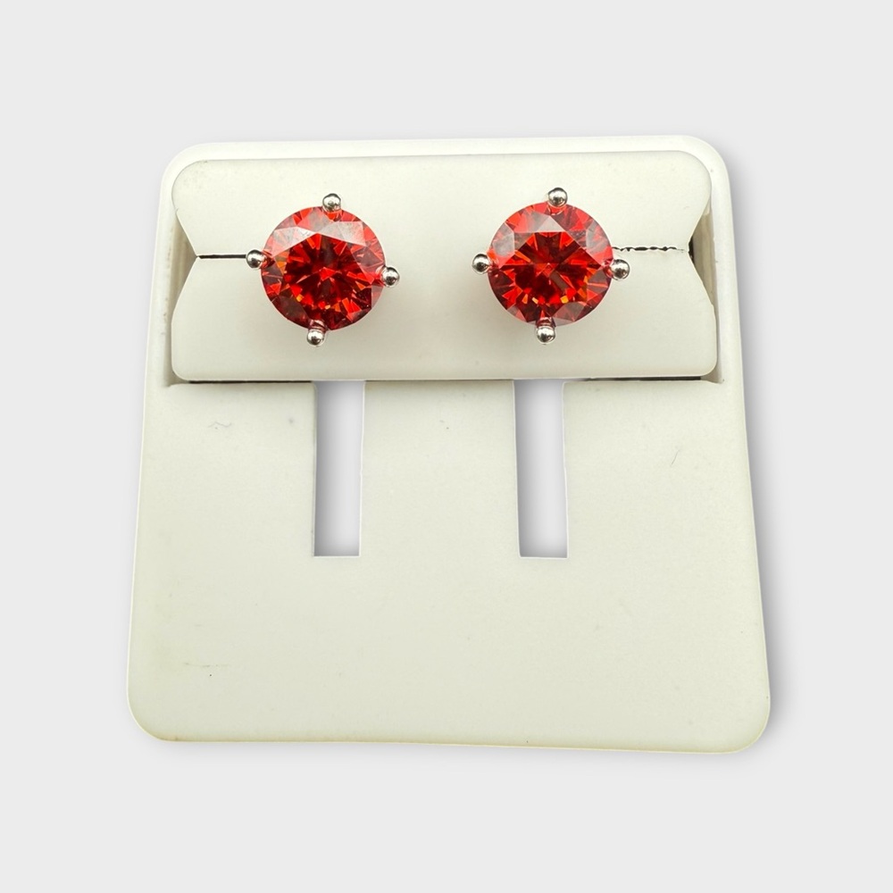 Sterling Silver Moissanite Red Stud Earrings